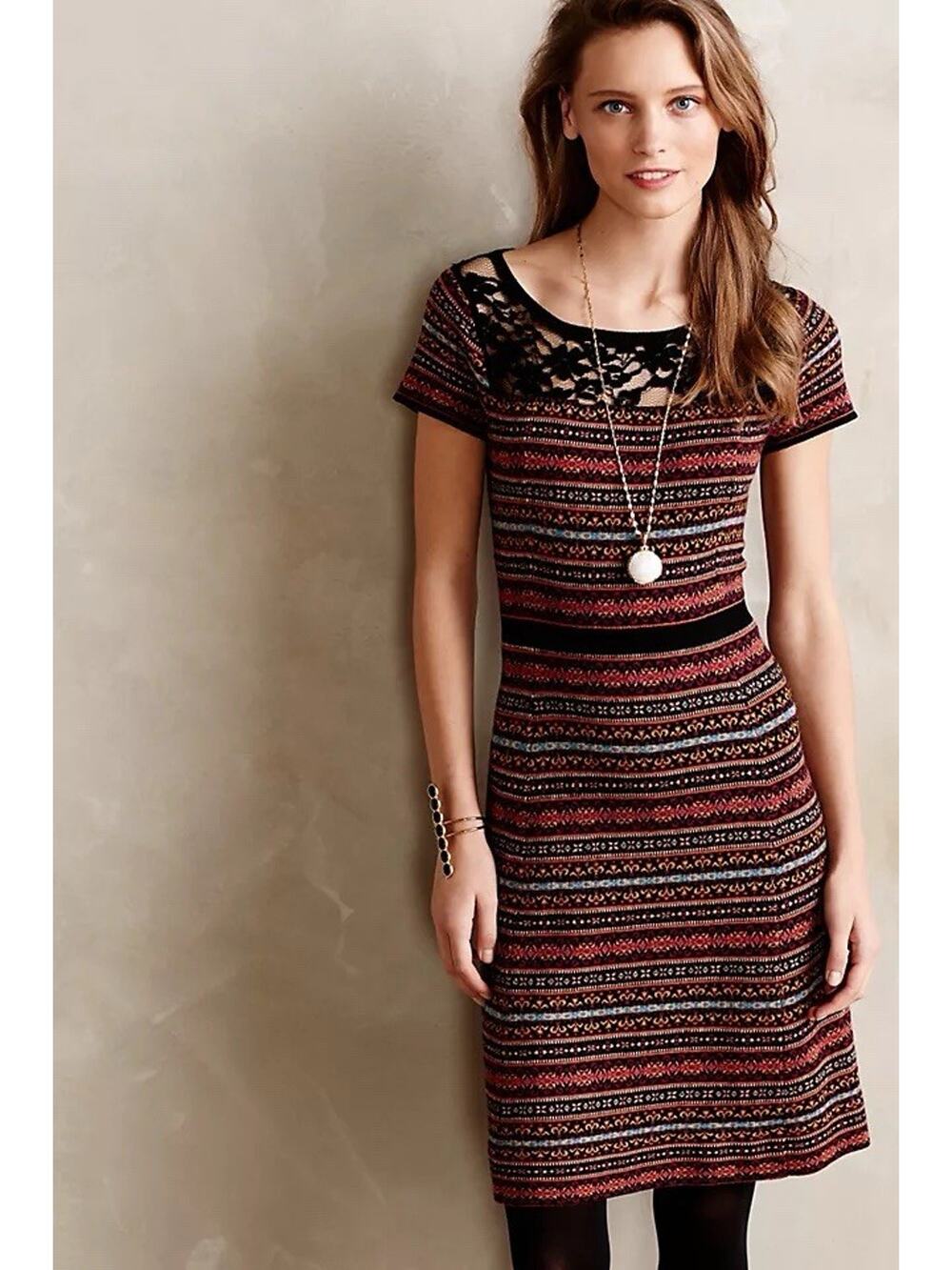 Anthropology Sparrow Sweater Dress Womens XS Fairisle
